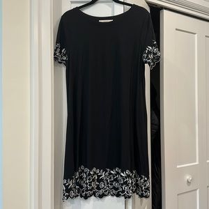 Loft black dress with floral trim